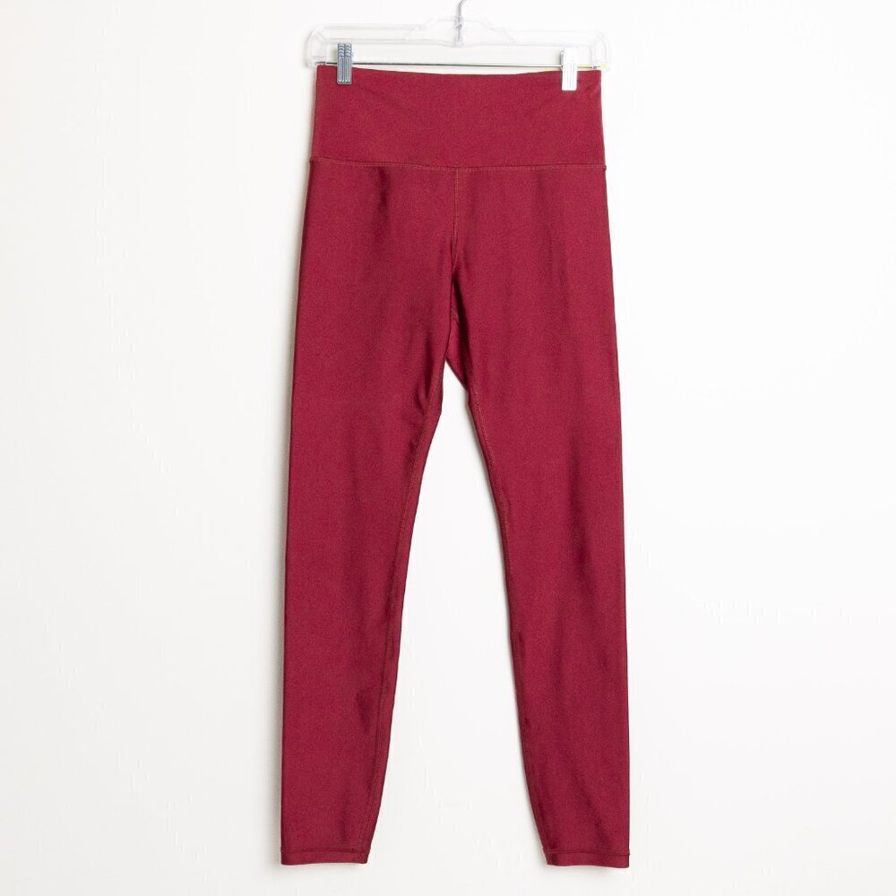 Athleta Elation Shine Tight Shiny Metallic Deep Red Activewear Leggings - Picture 4 of 15
